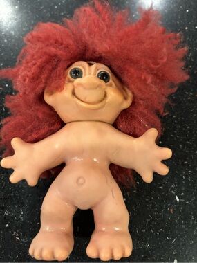 Vintage Red-Haired Troll Toy Plush Hair Figurine